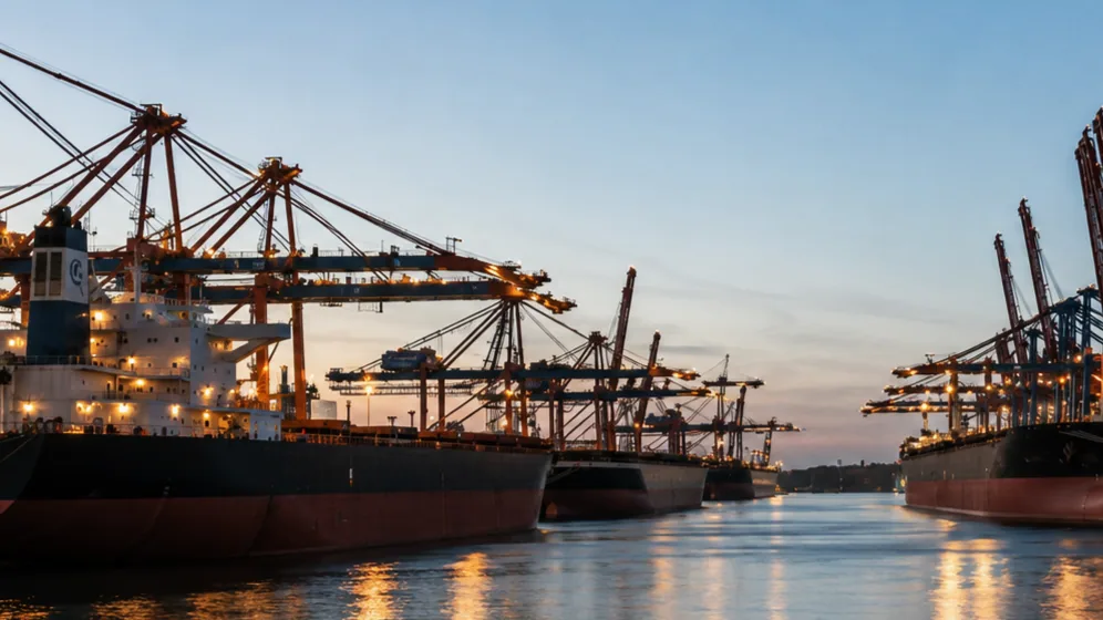 Bulk carrier sailing across open water